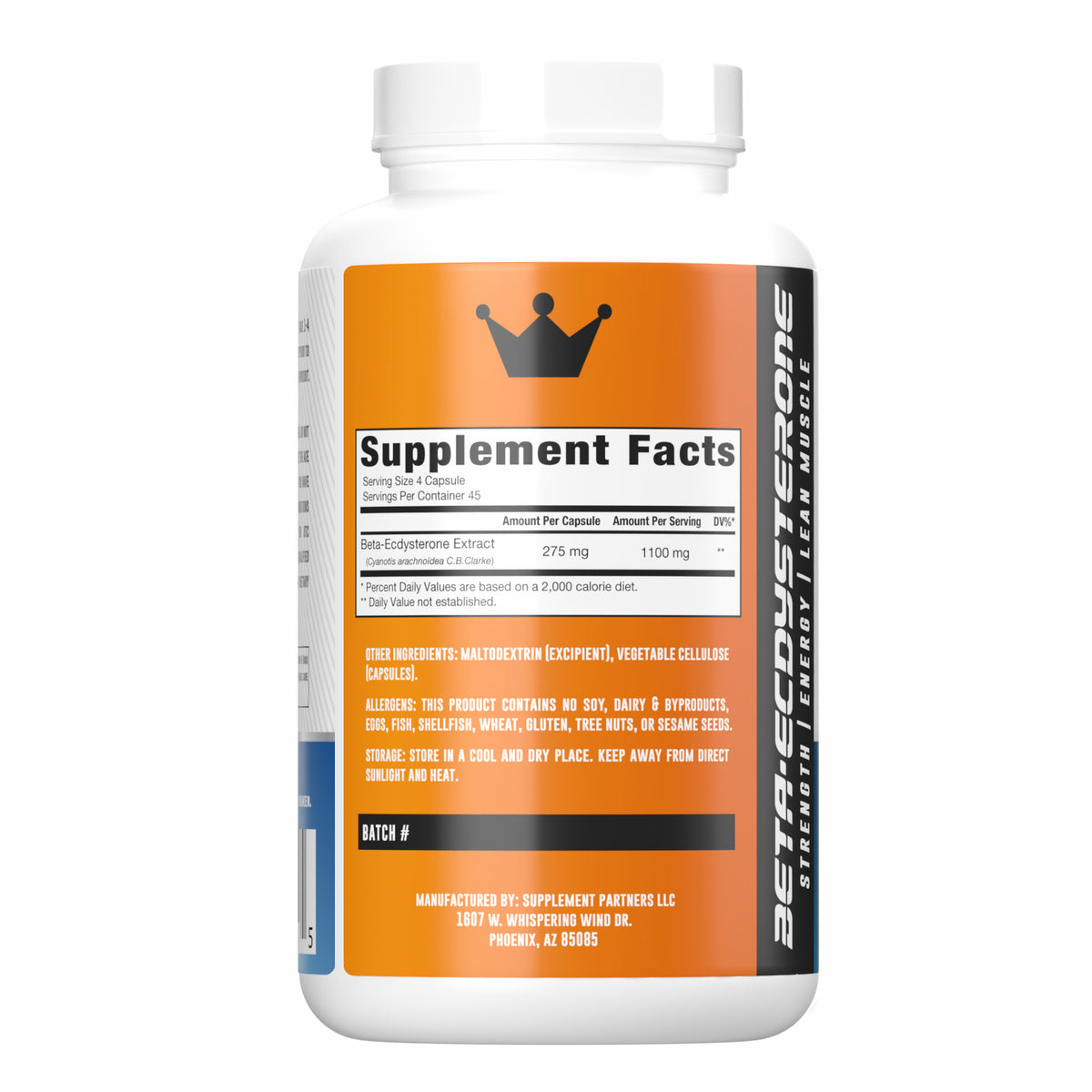 Beta-Ecdysterone Extract Capsules (180 count) — supplement facts label