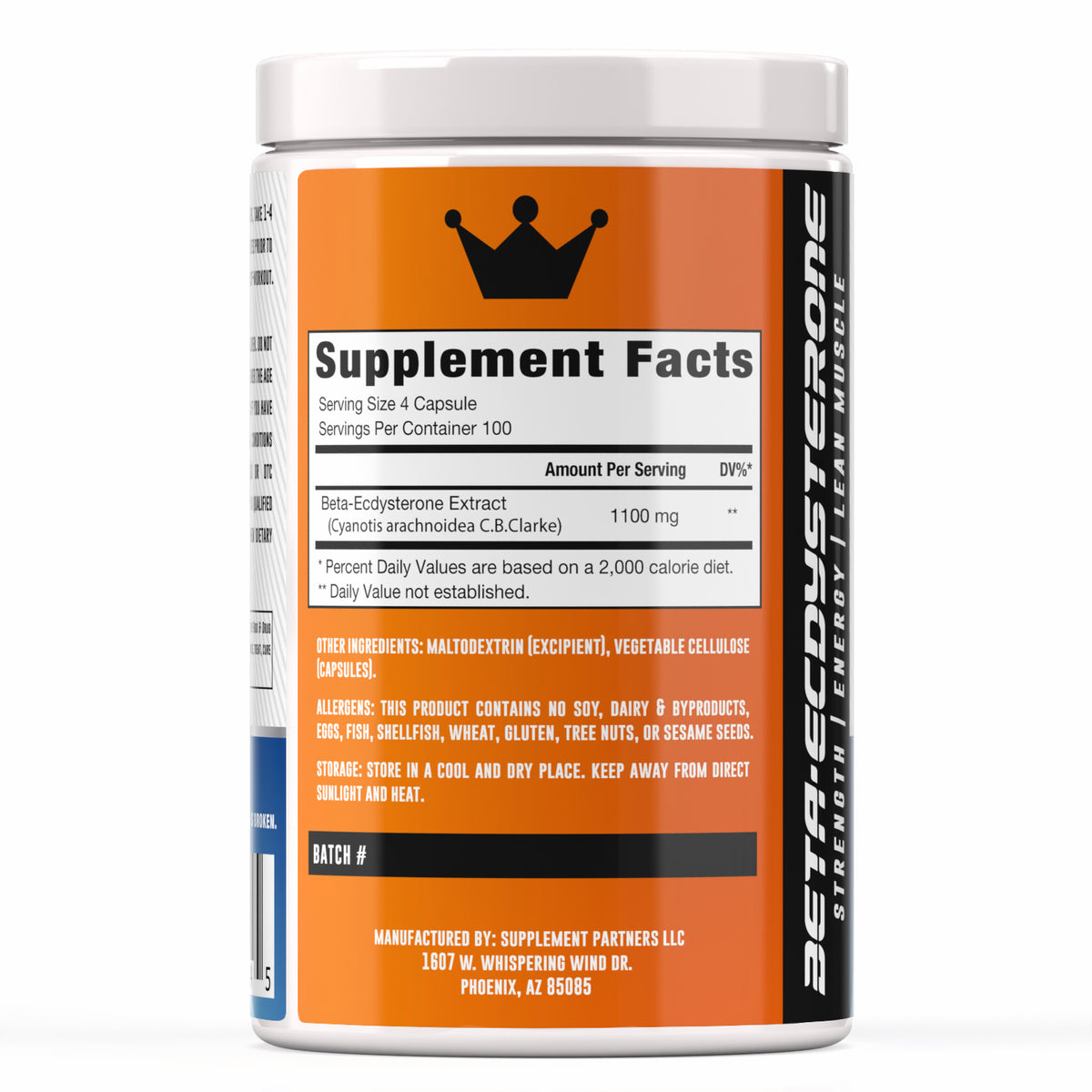 Beta-Ecdysterone Extract Capsules (400 count) — supplement facts label
