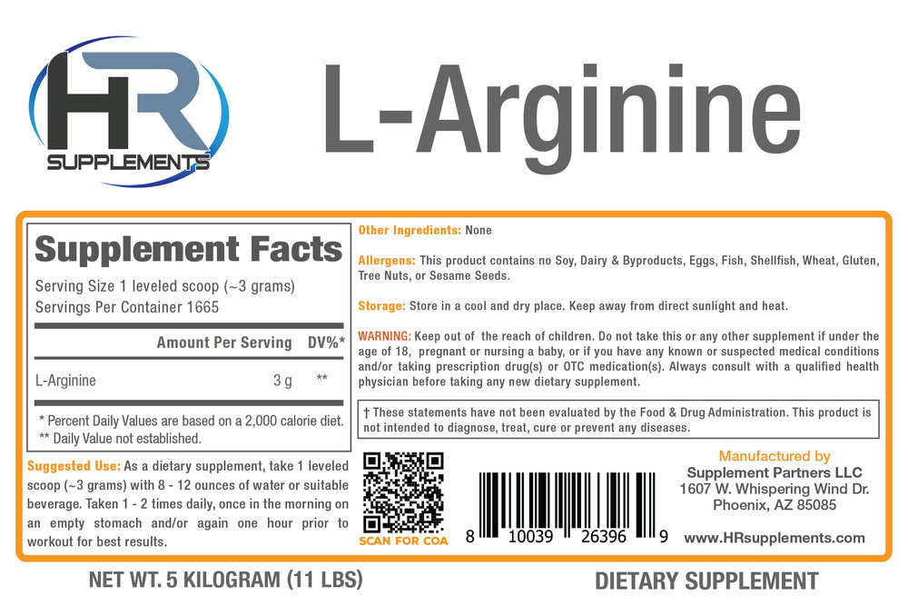 BULK L-Arginine Powder — package label