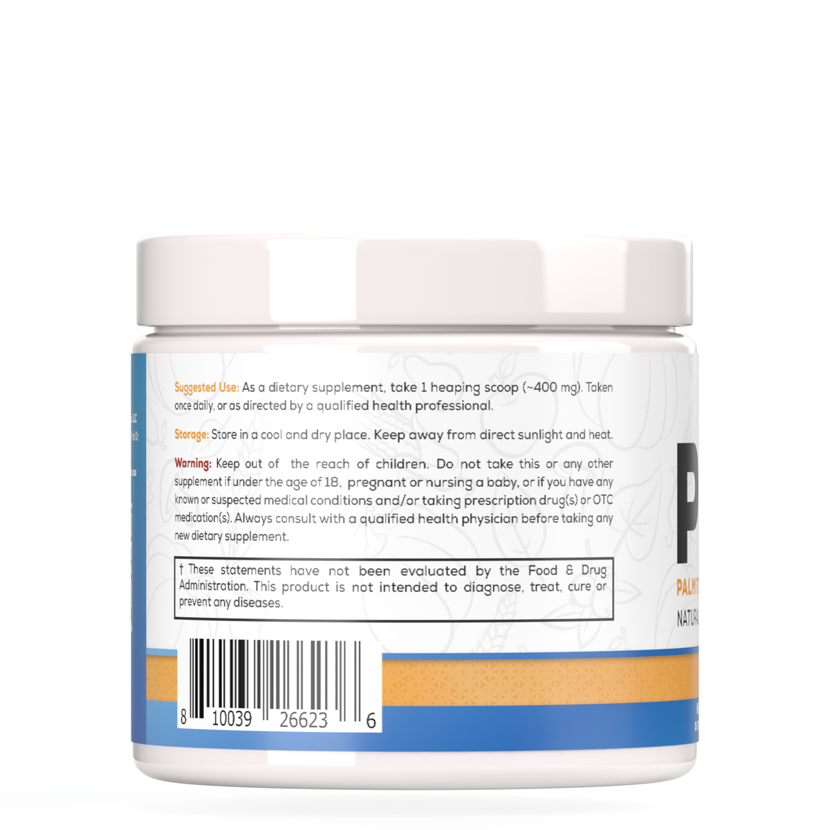 Palmitoylethanolamide Powder (125 grams) — directions label