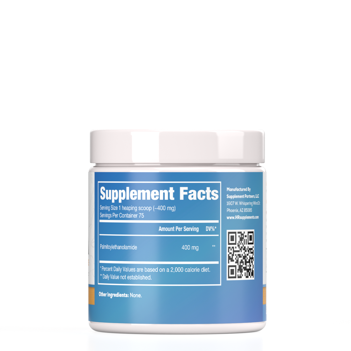 Palmitoylethanolamide Powder (30 grams) — supplement facts label