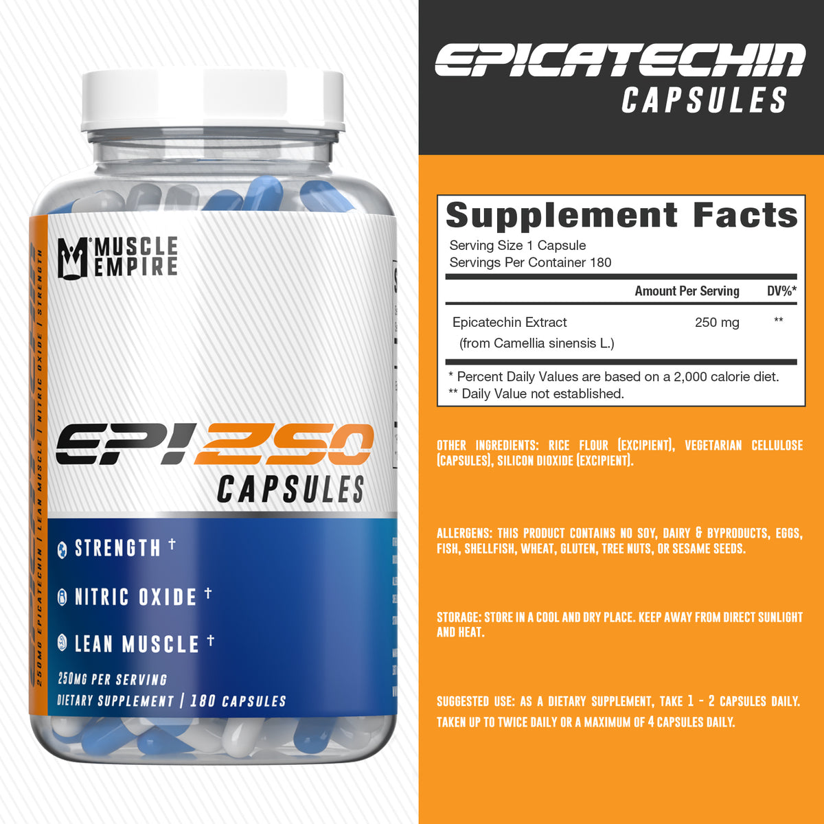 Epicatechin Capsules (180 count) — package label