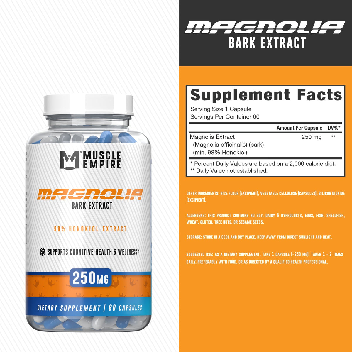 Magnolia Bark Extract Capsules (60 count) — package label